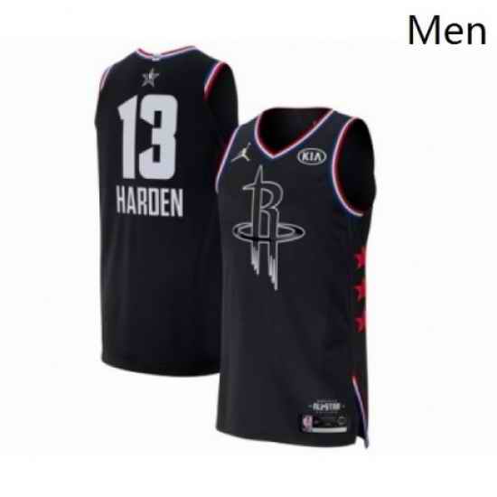 Mens Jordan Houston Rockets 13 James Harden Authentic Black 2019 All Star Game Basketball Jersey